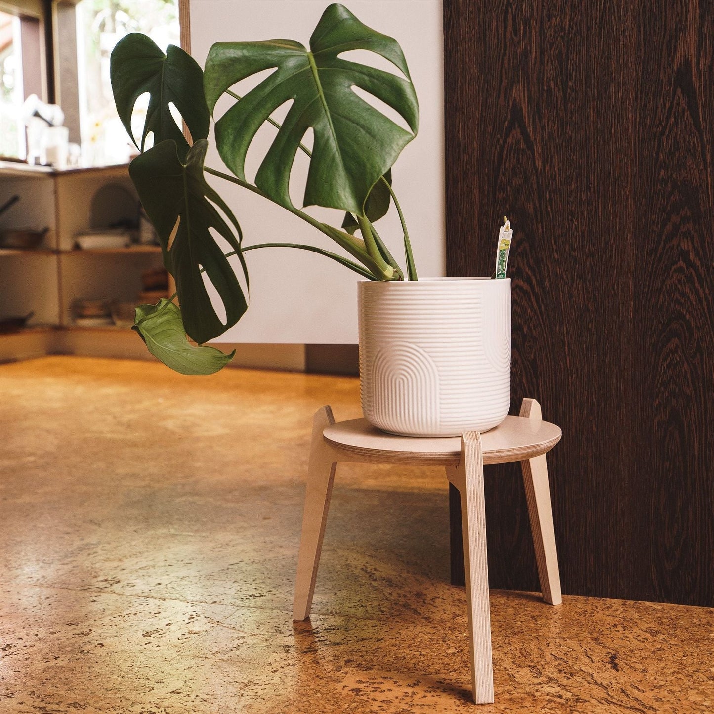 Japandi 11" Plant Stand 4" / Satin Birch