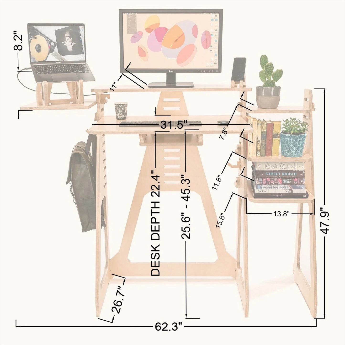 Standing Desk with Book Shelf