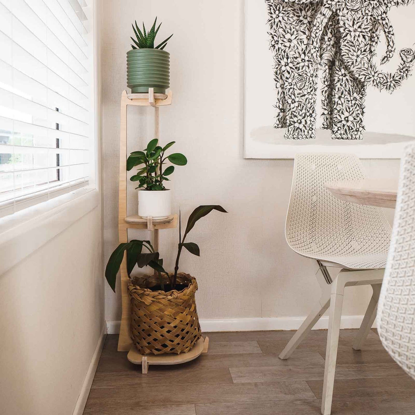 Japandi Corner Plant Stand