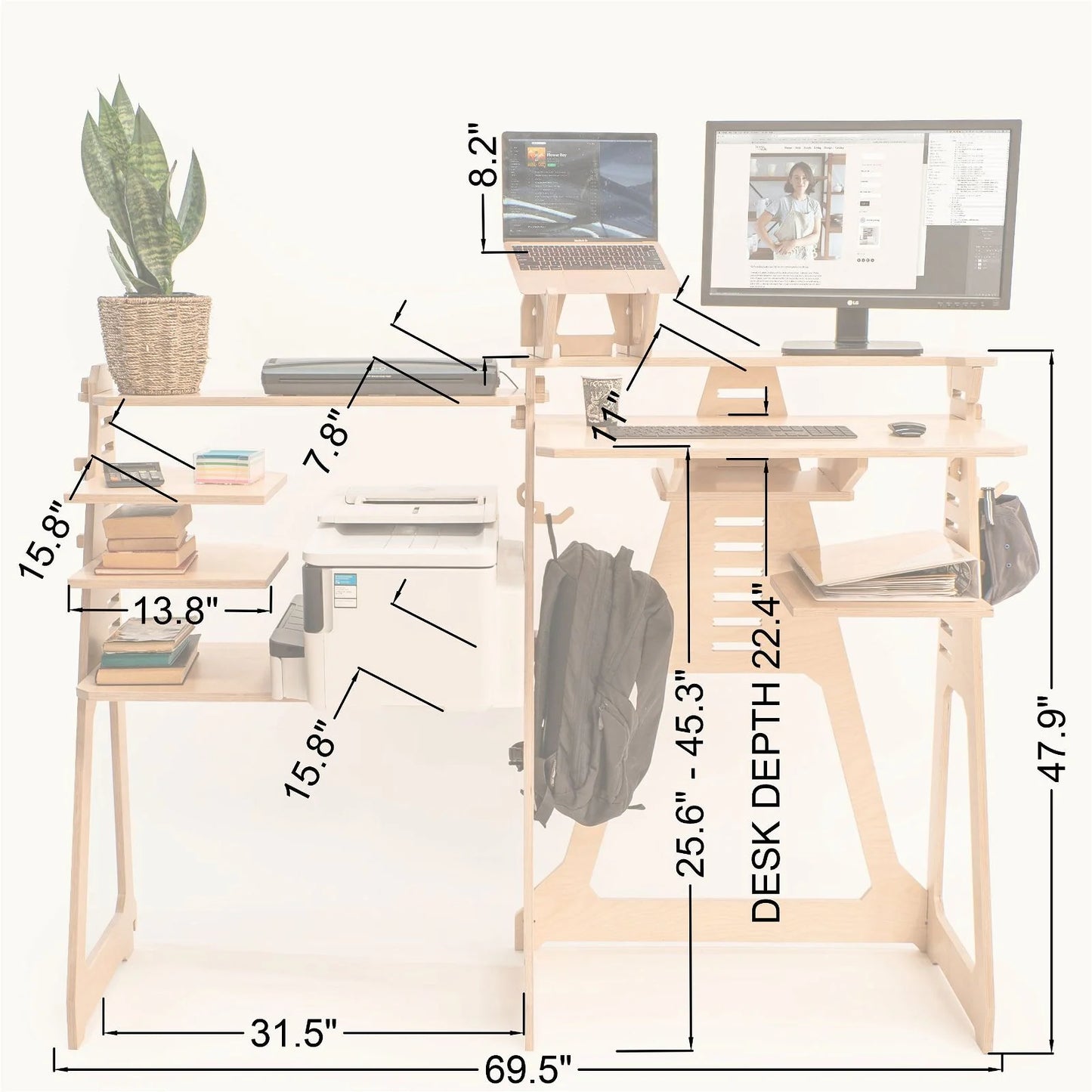 Standing Desk with Side Shelves